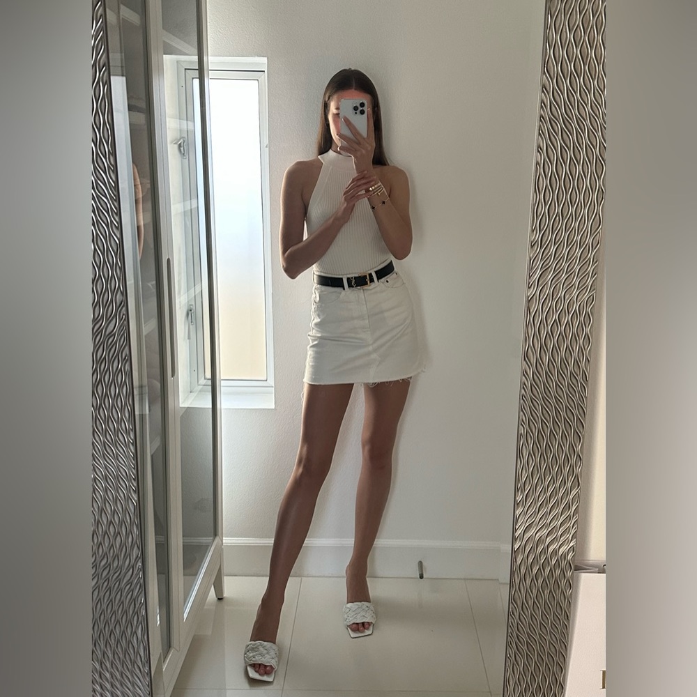 Zara off white denim skirt with stars